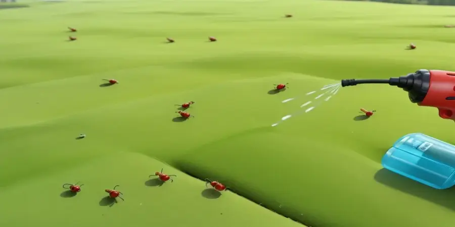رش مبيد على حقل أخضر تنتشر فيه الحشرات