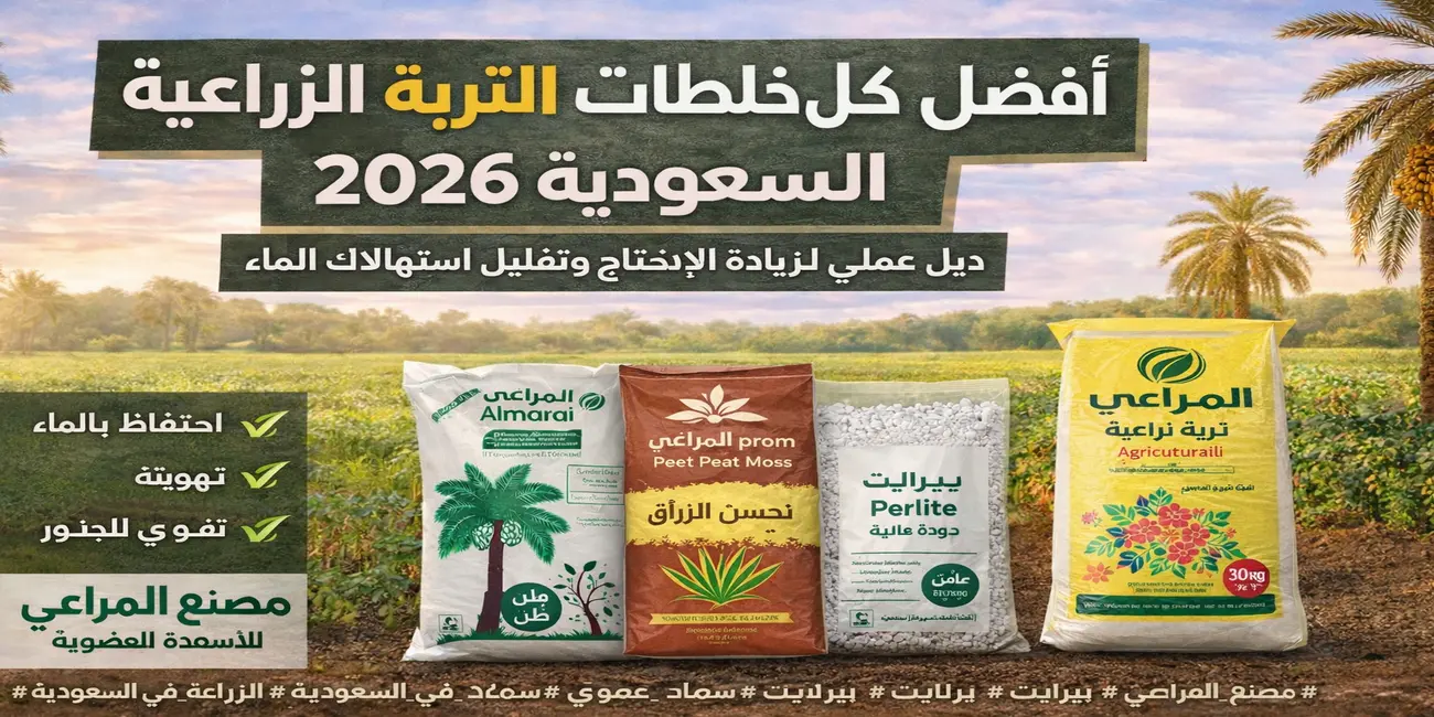 أفضل خلطات التربة الزراعية في السعودية 2026 – دليل عملي لزيادة الإنتاج وتوفير المياه